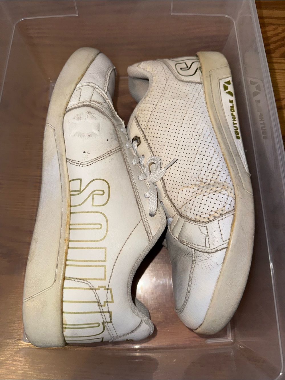 Southpole White Leather Gold Logo